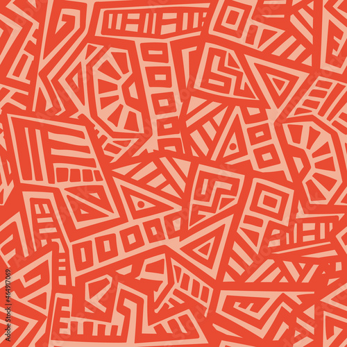 Unique Geometric Vector Seamless Pattern made in ethnic style. Aztec textile print. African traditional design. Creative boho pattern. Perfect for site backgrounds, wrapping paper and fabric design.