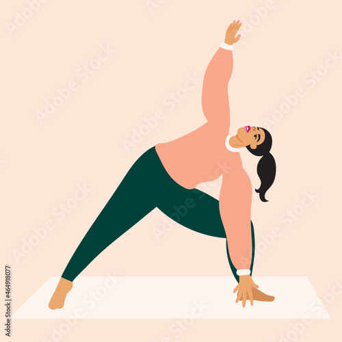 Illustration of woman wearing soft cozy clothes doing yoga pose