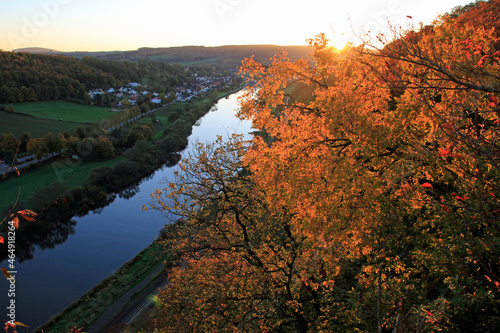 Indian Summer Abendstimmung auf dem Weser Skywalk bei Bad Karlshafen 