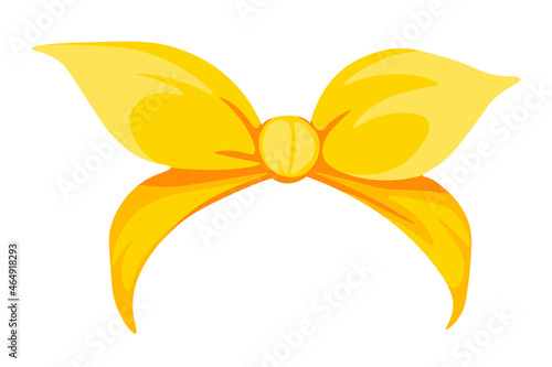 Yellow Woman Bandana, Retro Hair Band Isolated on White Background. Headband for Girls Hairstyle and Dressing, Scarf