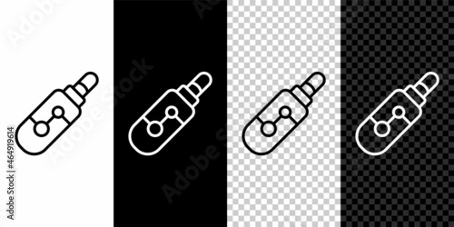 Set line Electronic cigarette icon isolated on black and white, transparent background. Vape smoking tool. Vaporizer Device. Vector
