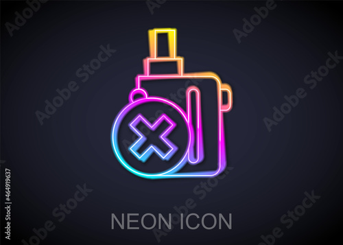 Glowing neon line Electronic cigarette icon isolated on black background. Vape smoking tool. Vaporizer Device. Vector