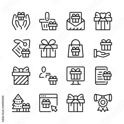 Gift line icons set. Modern graphic design concepts, simple outline elements collection. Vector line icons