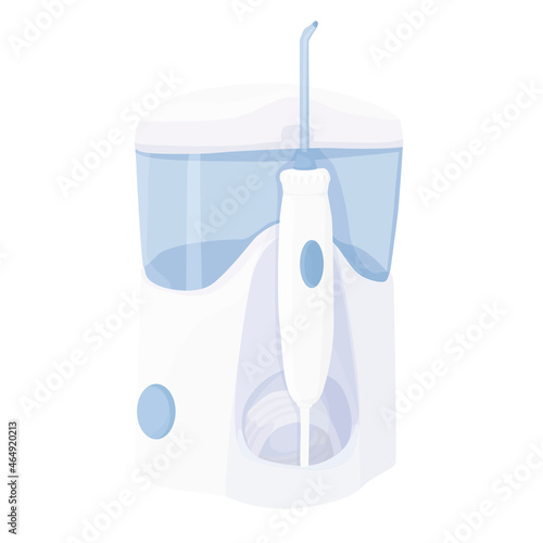 white oral irrigator isolated on white background. electric device for cleaning teeth. oral hygiene. flosser. the electric toothbrush. vector flat.