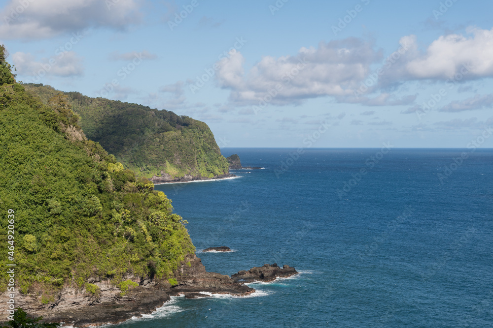 Scenic east Maui seaside vista from the road to Hana, Hawaii
