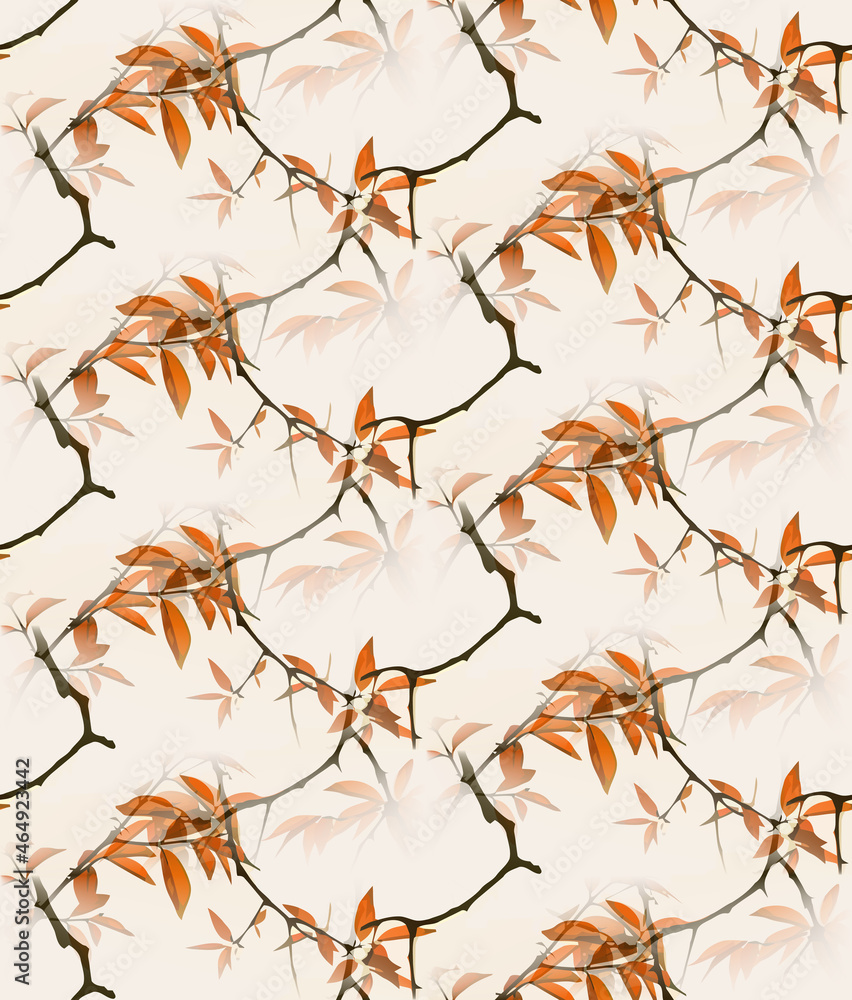 Autumn leaves seamless pattern leaves, orange, Oriental winter. Autumn leaves seamless pattern leaves, orange, Oriental winter.