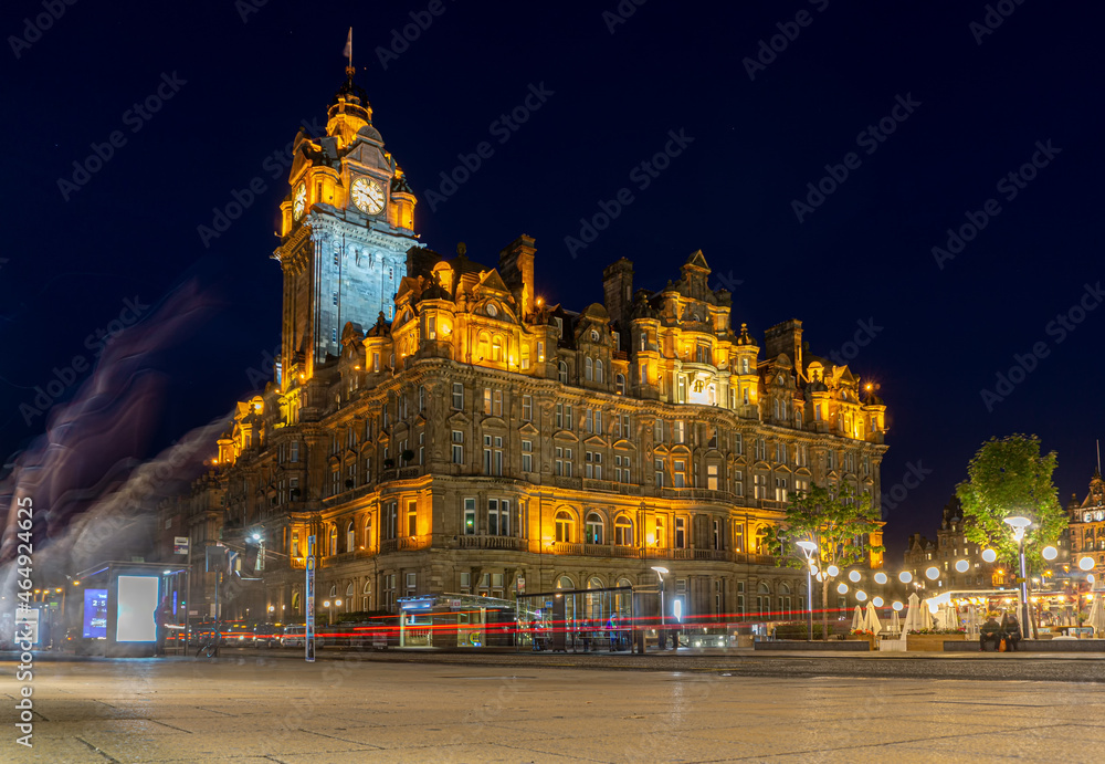 The city of Edinburgh by night, long exposure shot