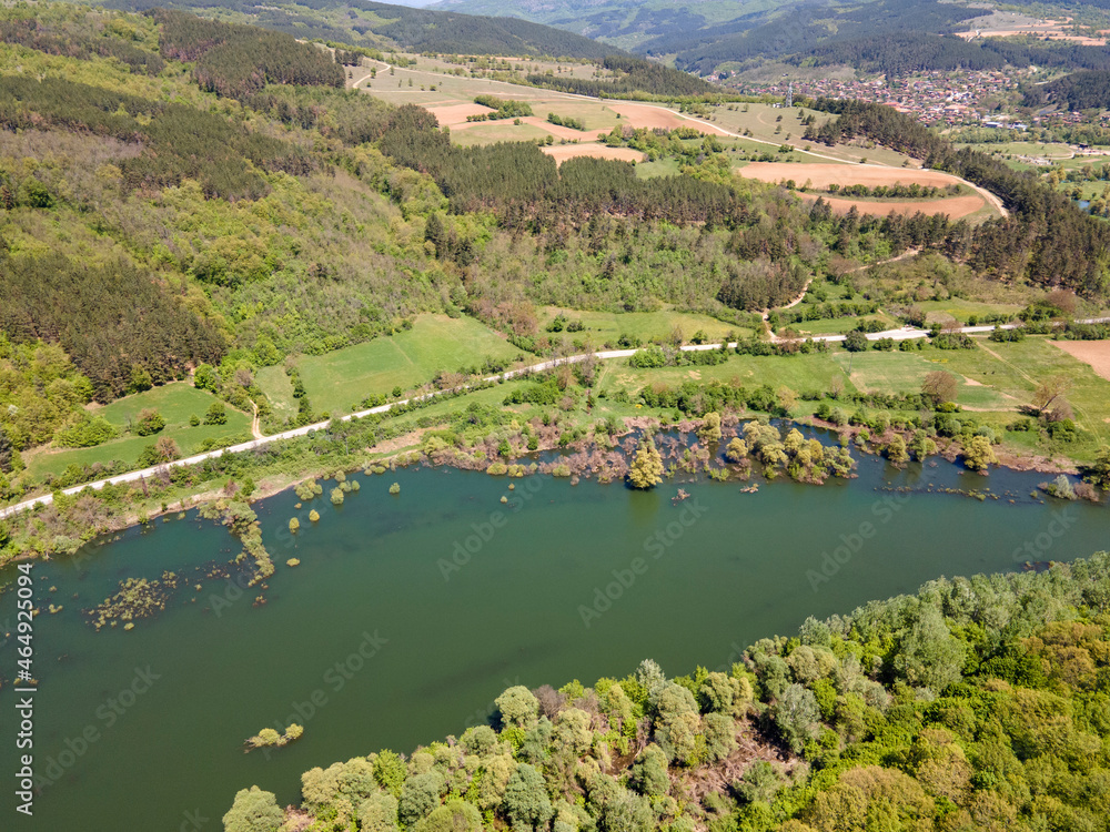 Aerial view of Topolnitsa Reservoir, Bulgaria