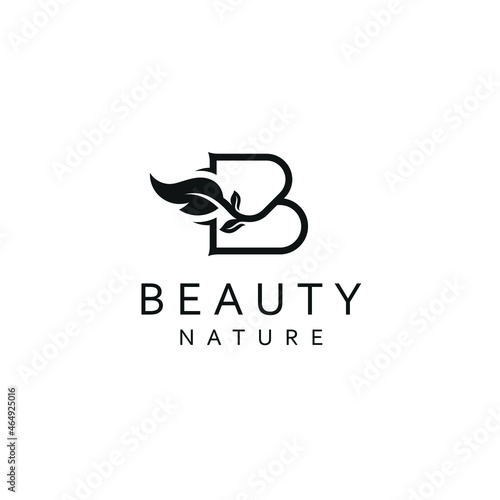 Initials Letter B Vector Leaf Logo Design Template, Natural Beauty Icon Concept 