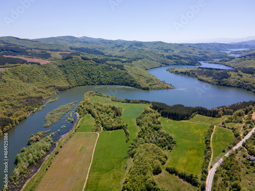 Aerial view of Topolnitsa Reservoir, Bulgaria photo