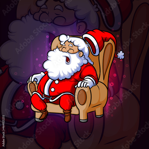 The santa sleep on the sofa esport mascot design