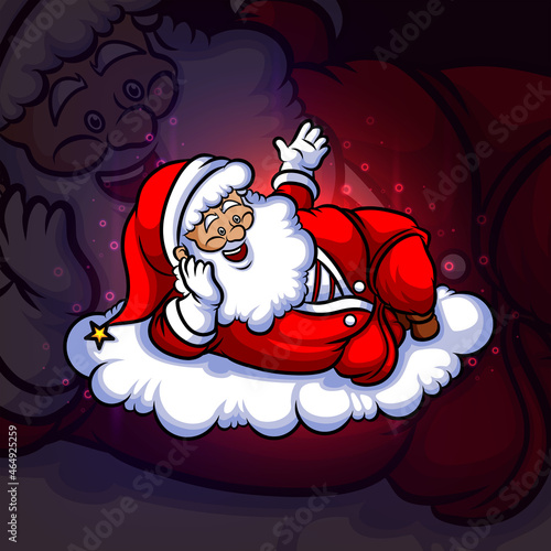 The happy santa is gesturing something esport logo design