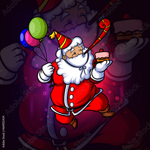 The santa is celebrating the birthday esport logo design