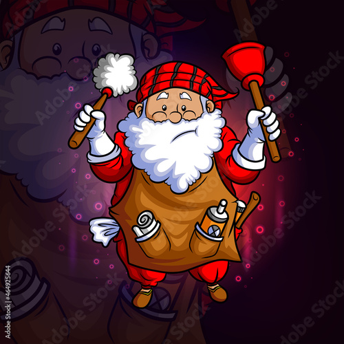 The plumber santa esport logo design