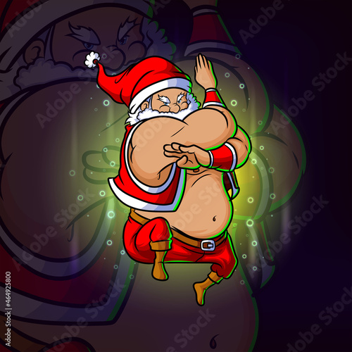 The santa with the kungfu pose esport logo design