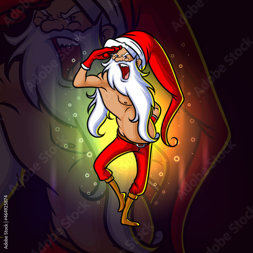The thin santa with the good pose esport logo design