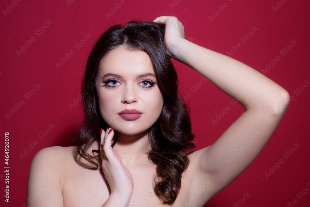 Fototapeta premium Woman face. Portrait of sensual young female model.