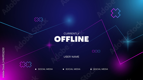 offline streaming background with light.gaming streaming banner with pink and blue color light