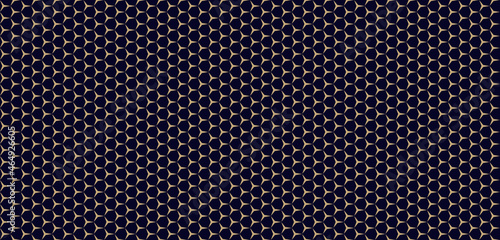 Vector minimalist geometric pattern. Hexagonal grid background. Seamless texture with gold and black formed shapes. Abstract ornament used for design wallpaper, paper, covers, print, business card