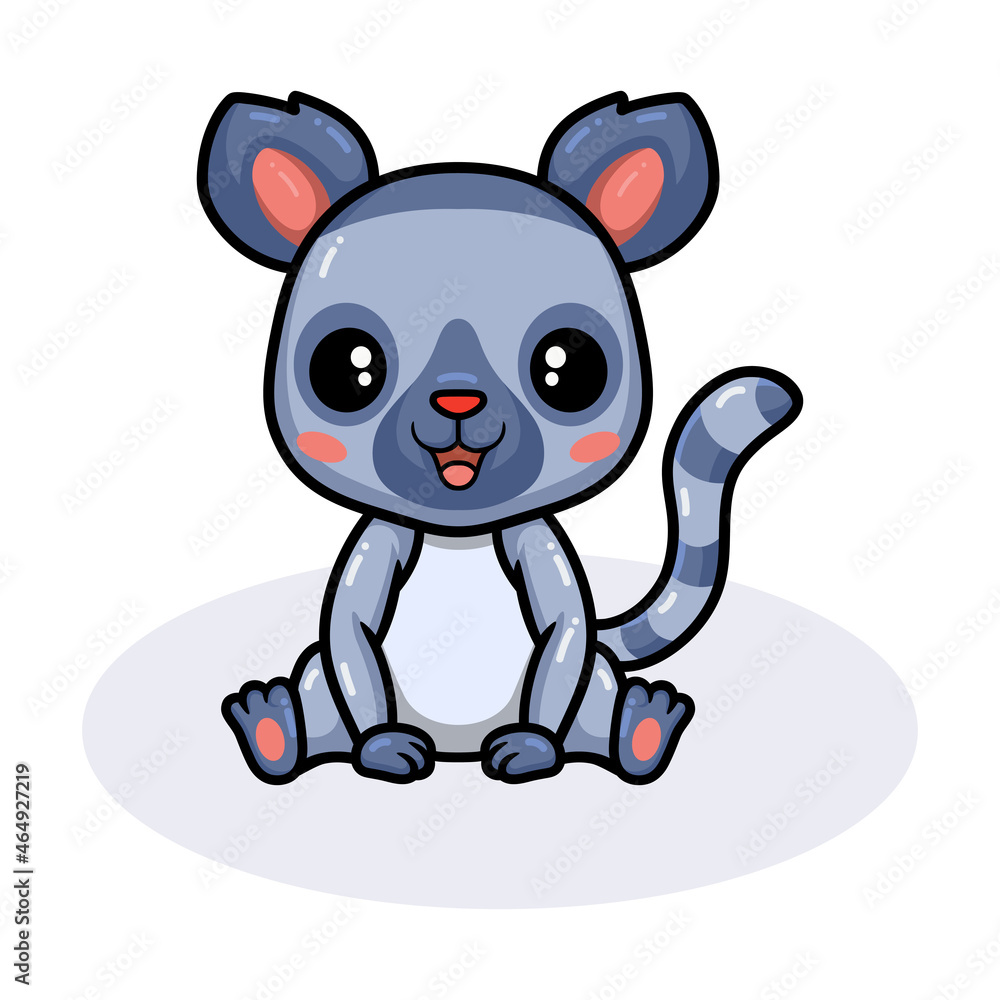 Naklejka premium Cute little lemur cartoon sitting