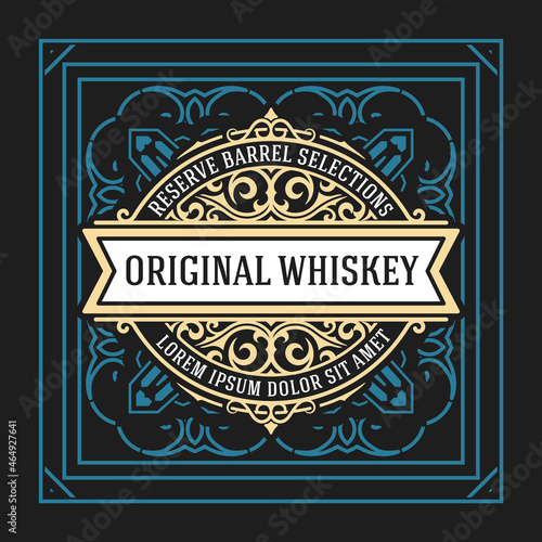 Whiskey label with old frames