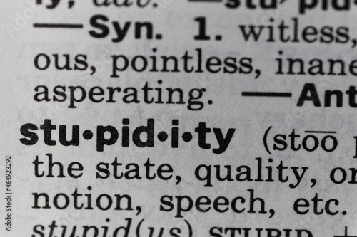 definition of stupidity macro shot of dictionary texture paper photo