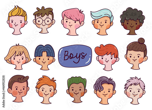 Set of boys cartoon avatar vector design element