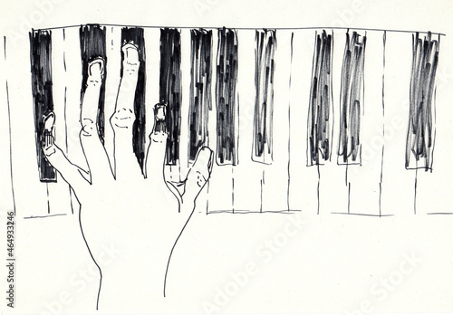 Photography piano hand hand drawn illustration,art design