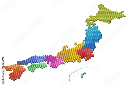 キューブドットの3D日本地図（地方別） photo
