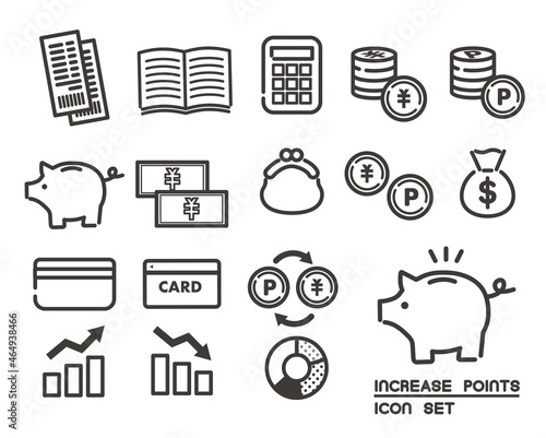 家計簿や貯金箱など貯金や家計に関するのベクターイラスト素材／アイコン／経済／ビジネス
