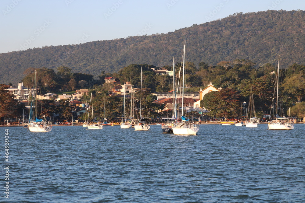 boats in the bay in Florianópolis Brazil