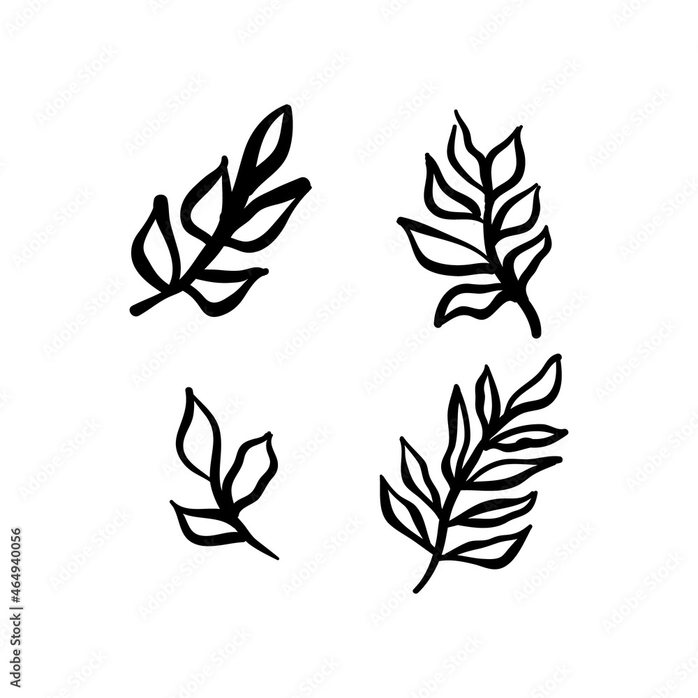 Little branches and floral doodles, hand drawn sketch drawings of plants, branches and leaves. Vector illustration. Little branches and floral doodles, hand drawn sketch drawings of plants, branches and leaves. Vector illustration.