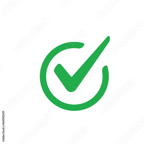 Check mark tick icon. Correct approval sign.