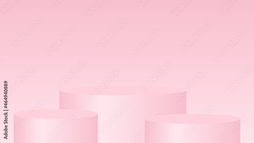 blank light pink round pedestal. metallic circular podium for outstanding luxury product advertising display base with circle overlap backdrop isolated on pink background blank light pink round pedestal. metallic circular podium for outstanding luxury product advertising display base with circle overlap backdrop isolated on pink background