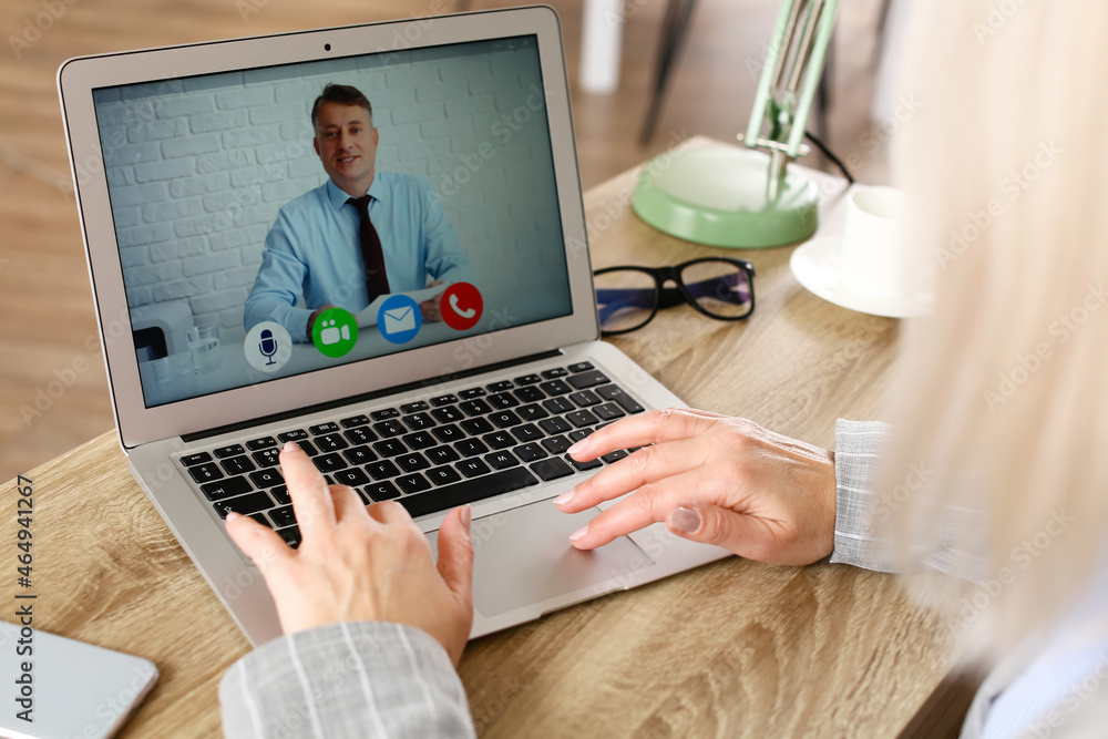 HR specialist interviewing candidate online HR specialist interviewing candidate online