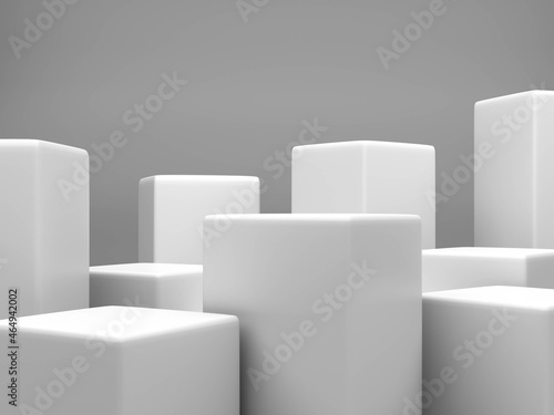 3d render  digital illustration studio stage scene with White color cubes