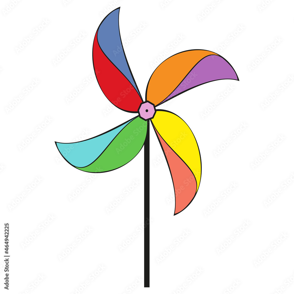 A vector illustration of a wind spinner toy isolated on transparent background. Designed in different colors for web concepts, prints, templates, wraps A vector illustration of a wind spinner toy isolated on transparent background. Designed in different colors for web concepts, prints, templates, wraps
