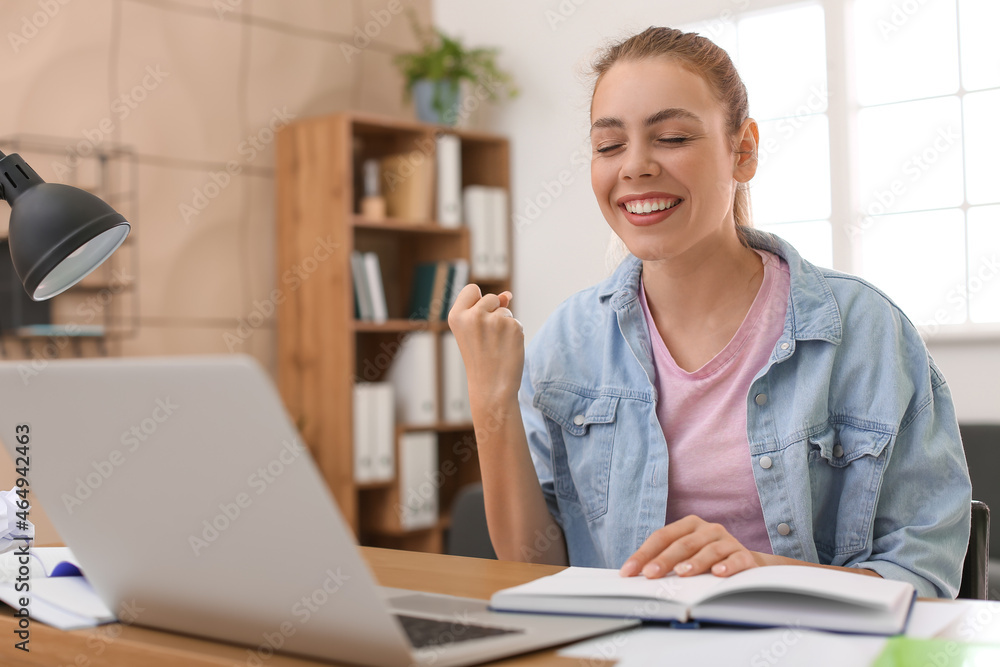 Female student preparing for exam at home Female student preparing for exam at home