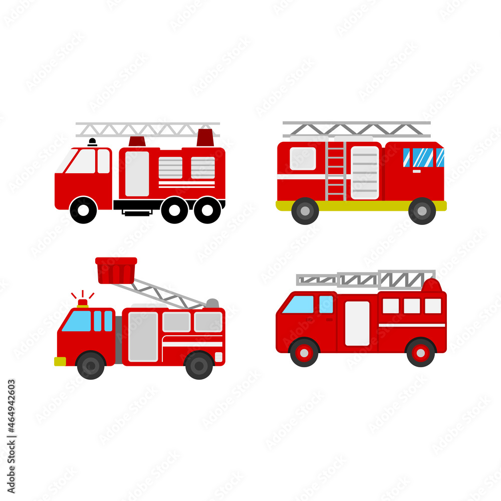 Fire truck icon set design template vector isolated illustration