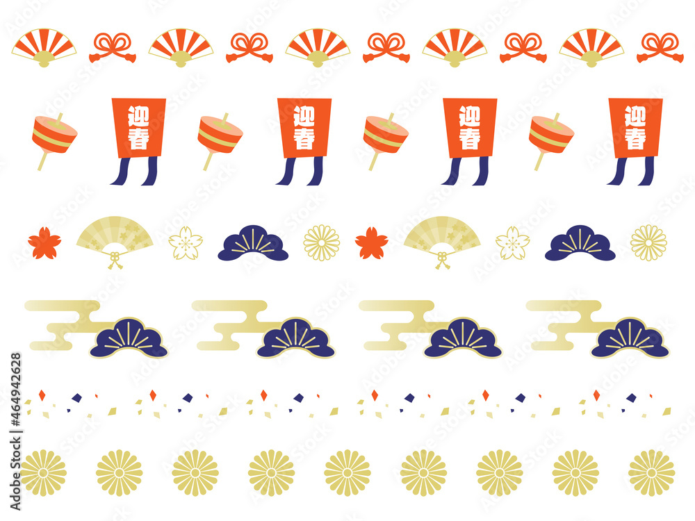 お正月の伝統柄のラインイラスト Stock Vector Adobe Stock