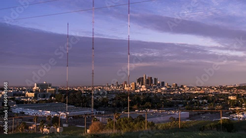 Sunrise over downtown Los Angeles from Ascot Hills Park