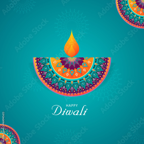 Diwali Colorful Banner Background with Modern Diya