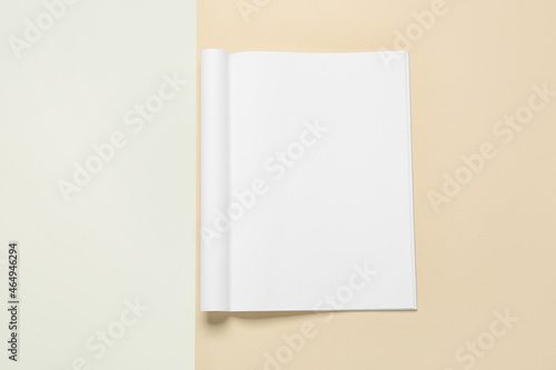Blank magazine on beige background