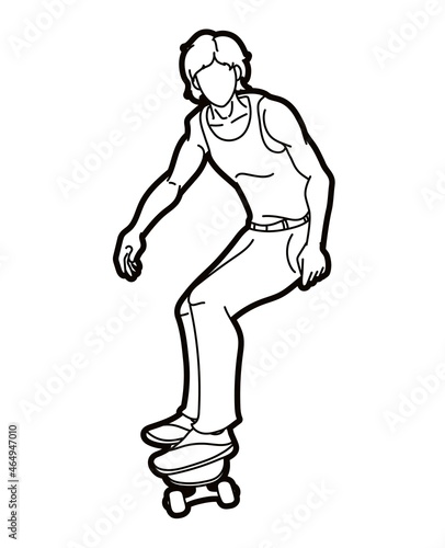 Fototapeta Naklejka Na Ścianę i Meble -  Skateboard Player Extreme Sport Skateboarder Action Cartoon Graphic Vector