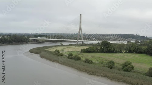 Aerial of Thomas Francis Meagher bridge over Suir river in Ireland photo