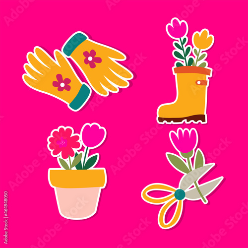 vector gloves and shoes with flowers