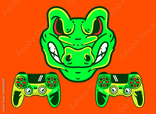 crocodile head vector and game console