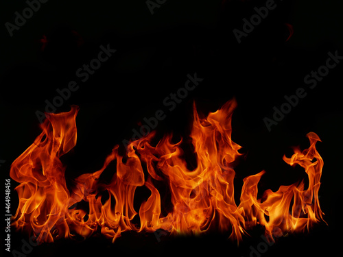 Flame Flame Texture For Strange Shape Fire Background Flame meat that is burned from the stove or from cooking. danger feeling abstract black background Suitable for banners or advertisements.