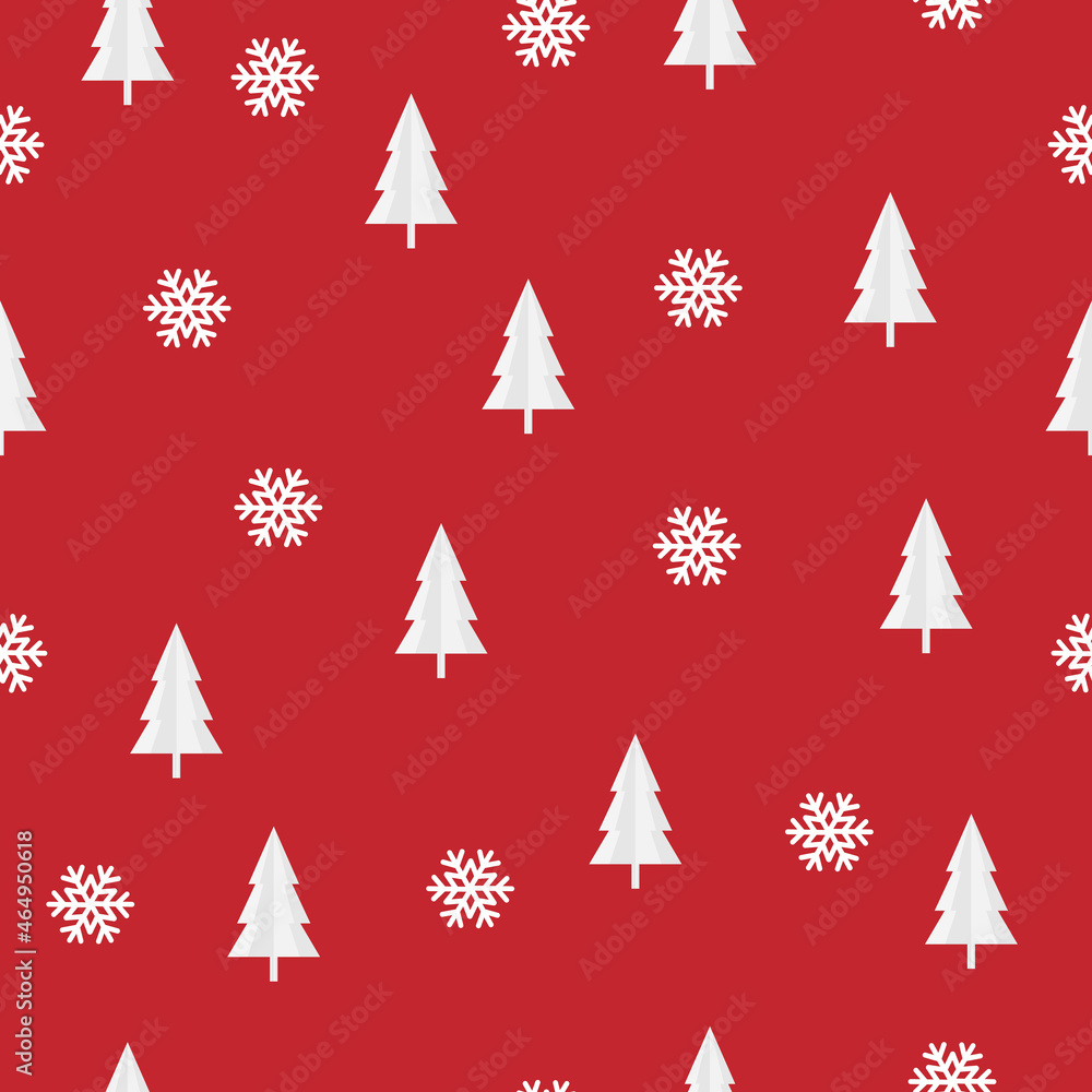 Christmas holiday vector seamless pattern from snowflake and tree