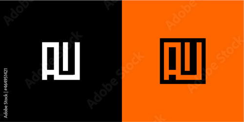 AU Letter Initial Logo Design Template Vector Illustration